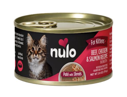 Nulo Pate with Shreds Beef, Chicken & Salmon Wet Kitten Food (2.8 oz)