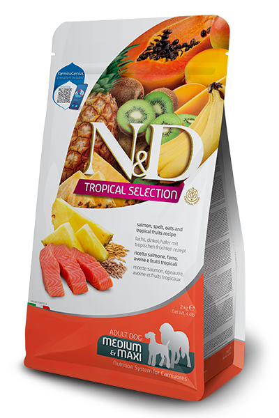 Farmina N&D Tropical Selection Canine Salmon, Spelt, oats and Tropical Fruits Adult Medium & Maxi (22 lb)
