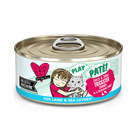 Weruva BFF PLAY Paté Duck & Tuna Trickster Dinner in a Hydrating Purée Cat Food (2.8 Oz Can)