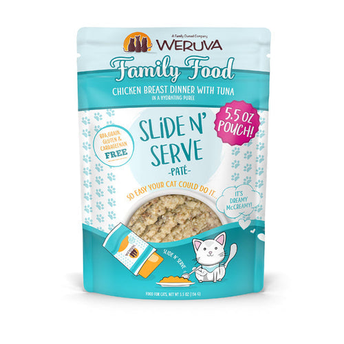 Weruva Slide N' Serve Paté Family Food Chicken Breast Dinner with Tuna in a Hydrating Purée Wet Cat Food