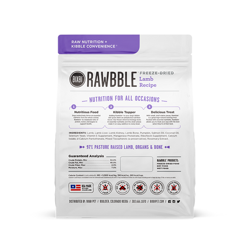 Bixbi Rawbble® Freeze-Dried Food for Dogs – Lamb Recipe