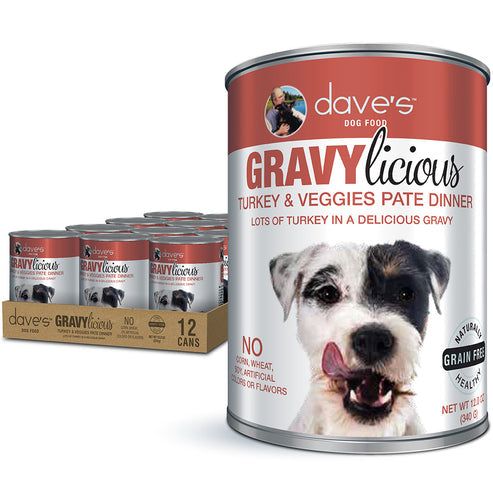 Dave's Gravylicious Turkey & Veggies Pate Dinner For Dogs