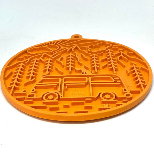 SodaPup Camp eMat Enrichment Lick Mat (8” diameter 0.25” thick, Orange)