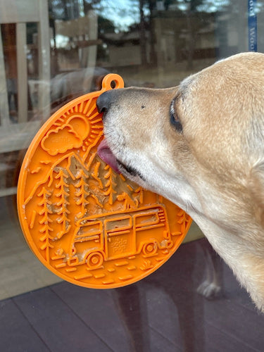 SodaPup Camp eMat Enrichment Lick Mat (8” diameter 0.25” thick, Orange)