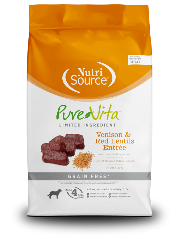 NutriSource® PureVita™ Venison & Red Lentils Entrée Grain Free Limited Ingredient Dog Food