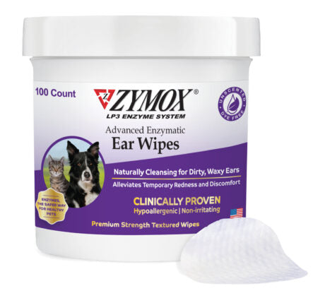 Zymox Advanced Enzymatic Ear Wipes for Cats & Dogs (100 Count)