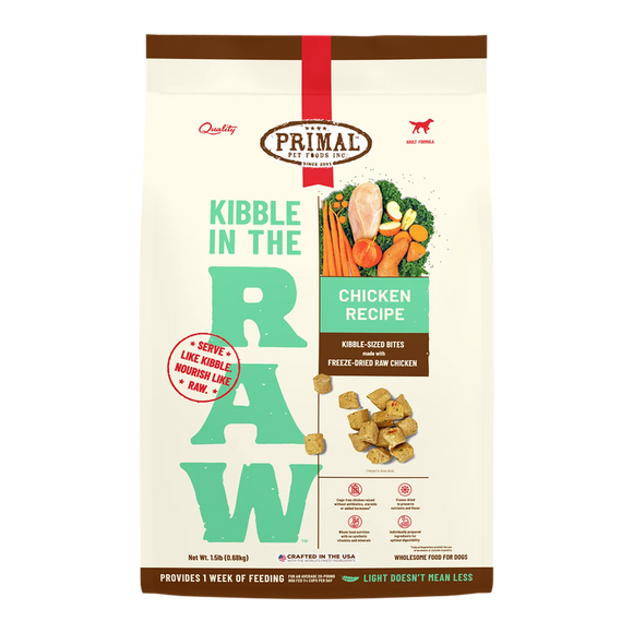 Primal Pet Foods Kibble in the Raw Chicken Recipe for Dogs
