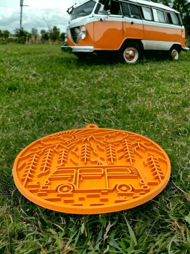 SodaPup Camp eMat Enrichment Lick Mat (8” diameter 0.25” thick, Orange)