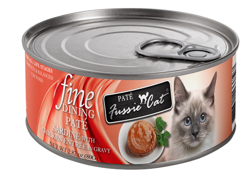 Fussie Cat Fine Dining Pate Sardine with Chicken Entree in Gravy Canned Cat Food