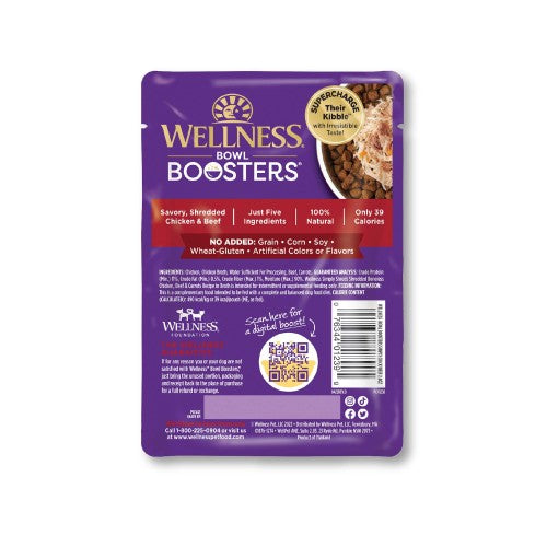 Wellness Bowl Bowl Boosters Simply Shreds Chicken, Beef & Carrots Wet Dog Food (2.8 oz)