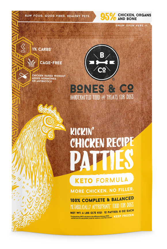 Bones & Co. Kickin' Chicken Recipe Patties Raw Dog Food (18 lb)