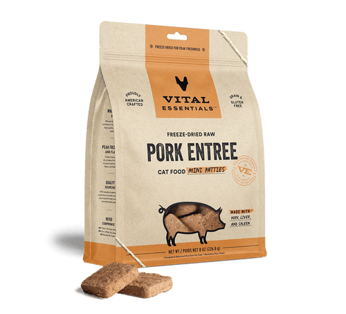 Vital Essentials Pork Freeze-Dried Raw Entrée Cat Food Mini Patties