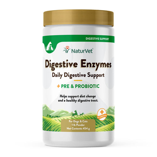 NaturVet Digestive Enzymes Powder with Prebiotics & Probiotics