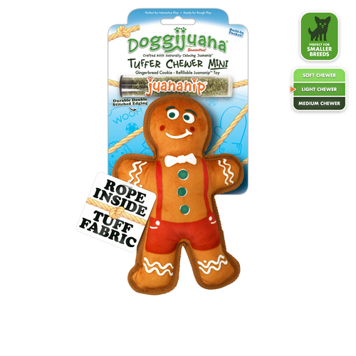 Doggijuana Tuffer Chewer Mini Refillable Gingerbread Cookie Toy