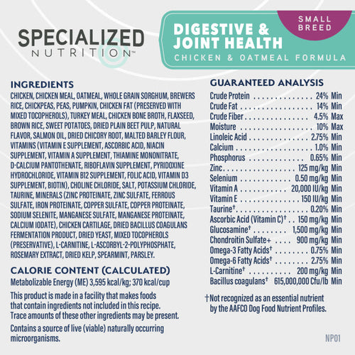 Natural Balance Small Breed Digestive & Joint Health Chicken & Oatmeal Formula Dry Dog Food