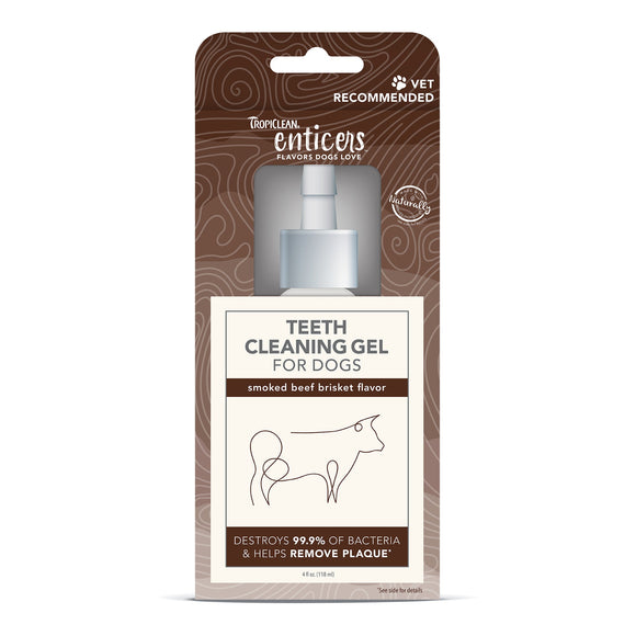 TropiClean Fresh Breath Teeth Cleaning Gel for Dogs – Smoked Beef Brisket flavor