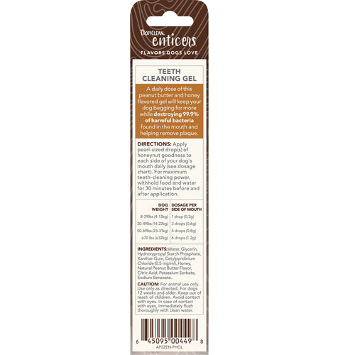 TropiClean Teeth Cleaning Gel for Dogs Peanut Butter & Honey Flavor