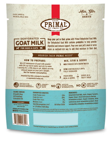 Primal Dehydrated Goat Milk for Dogs and Cats