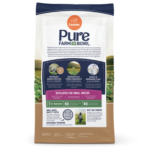 Canidae Pure Farm To Bowl Pasture-Raised Lamb & Lentil, Small Breed Recipe Dry Dog Food
