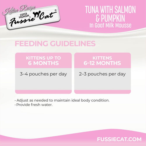 Fussie Cat Tuna with Salmon & Pumpkin in Goat Milk Mousse Kitten Pouch