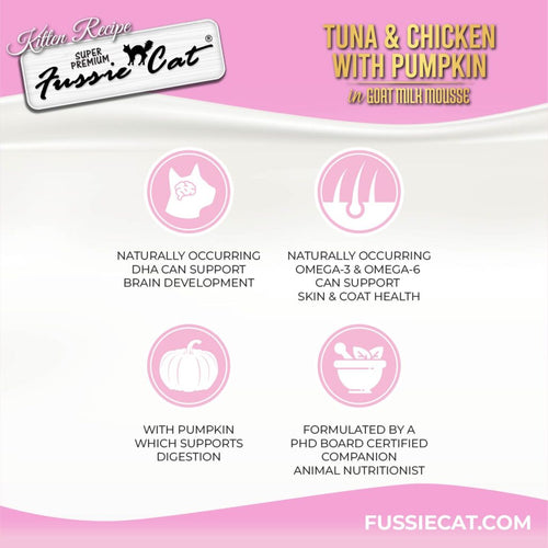 Fussie Cat Tuna & Chicken with Pumpkin In Goat Milk Mousse Kitten Recipe