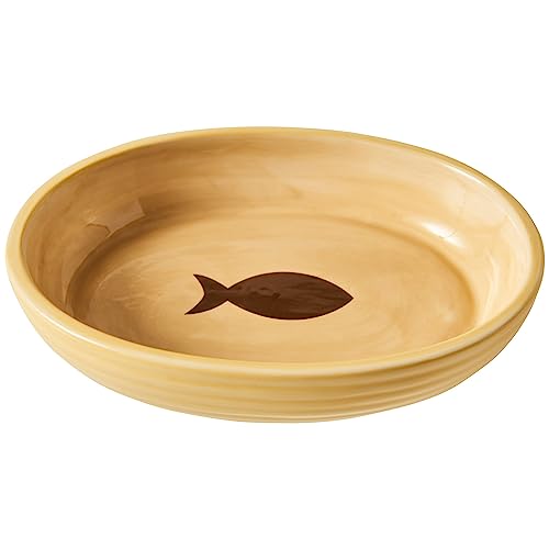 Ethical Pet Spot Elegance Ribbed Stoneware Cat Dish Yellow 6