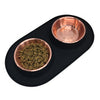 Messy Mutts Double Silicone Dog Feeder with Copper Colored Bowls, 1.5 Cups Per Bowl