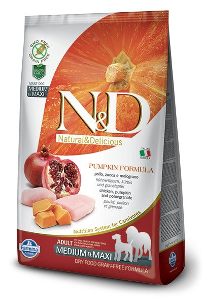 Farmina N&D Pumpkin Formula Medium & Maxi Chicken and Pomegranate Adult Dog Food (26.5 lbs)