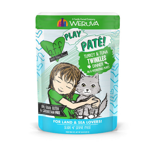 Weruva B.F.F. PLAY PATÉ! Turkey & Tuna Twinkles Dinner in a Hydrating Purée Cat Food