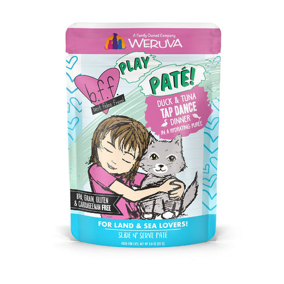 Weruva BFF PLAY Paté  Duck & Tuna Tap Dance Dinner in a Hydrating Purée (3.0 Oz Pouch)