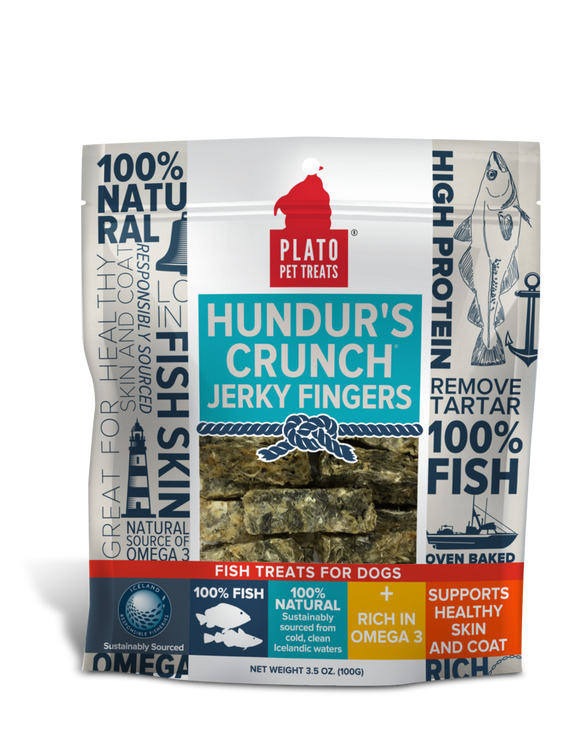 Platos Pet Treats Hundur’s Crunch Jerky Fingers Fish Dog Treats (10 oz)