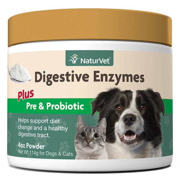 NaturVet Digestive Enzymes Powder with Prebiotics & Probiotics (1 Lb)