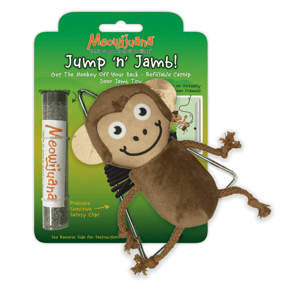 Copy of Meowijuana Jump 'n' Jamb - Get The Monkey Off Your Back - Refillable Catnip Swinging Toy (Medium)
