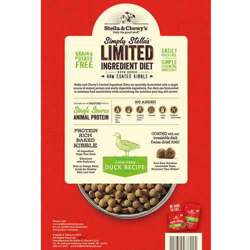 Stella & Chewy's Limited Ingredient Cage-Free Duck Raw Coated Kibble