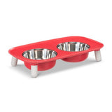 Messy Mutts Elevated Adjustable Double Feeder with Stainless Bowls