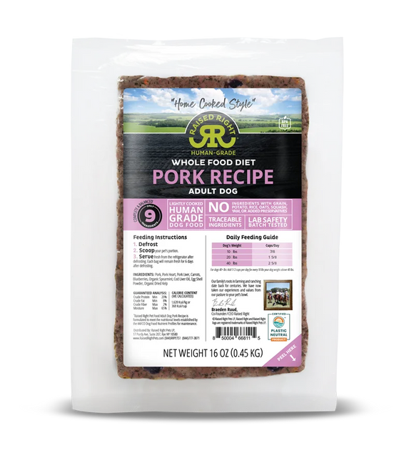 Raised Right Original Pork Adult Dog Recipe