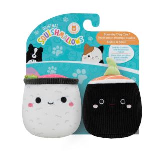 Squishmallow Sushi (Shozo & Shun) Squeaky Plush Dog Toy (3.5 - 2pk)