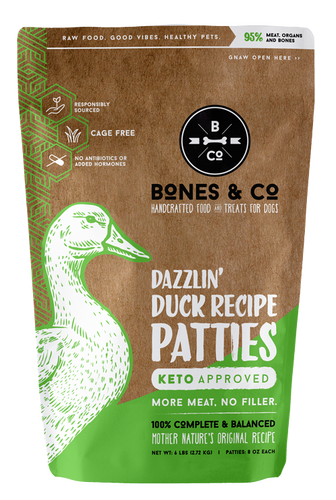 Bones & Co. Dazzlin' Duck Recipe Raw Frozen Patties Dog Food