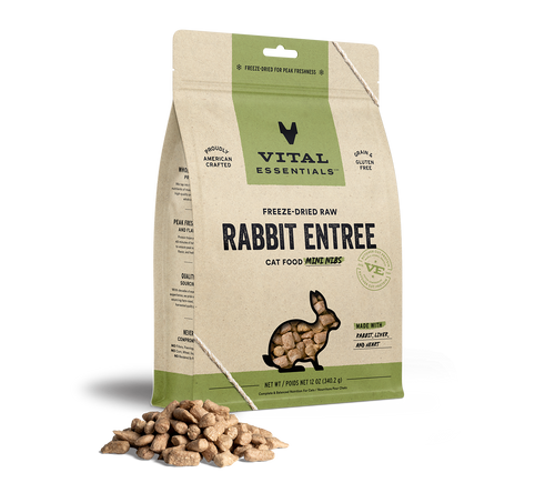 Vital Essentials Freeze-Dried Rabbit Entrée Cat Food Mini Nibs