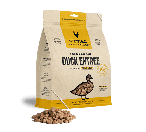 Vital Essentials Freeze-Dried Raw Duck Entrée Mini Nibs Dog Food (5.5 Oz)
